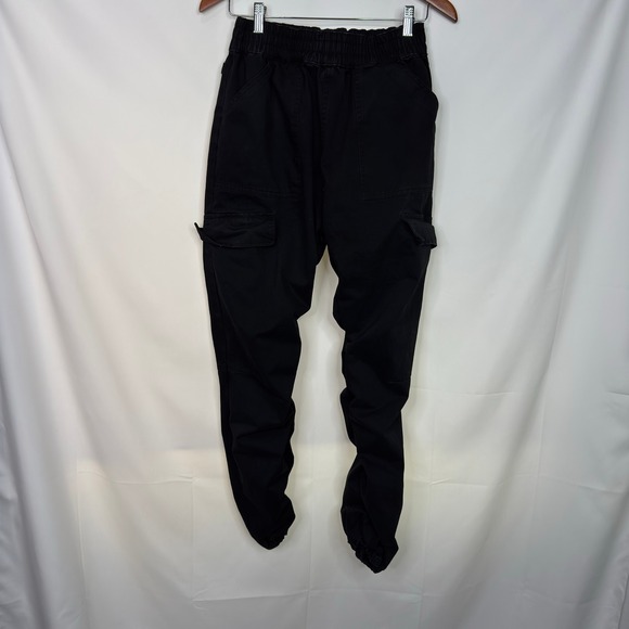 Blackicon Mens Cargo Jogger Pants Black Cotton Elastic Waist Stacked Size M - Picture 7 of 8
